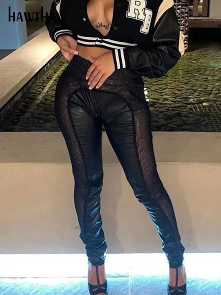 Hawthaw Women Pu Leather See Through Club Streetwear Black Long Pants Bottoms 2022 Autumn Clothes Wholesale Items For Business 
Hawthaw Women Pu Leather See Through Club Streetwear Black Long Pants Bottoms 2022 Autumn Clothes Wholesale Items For Business