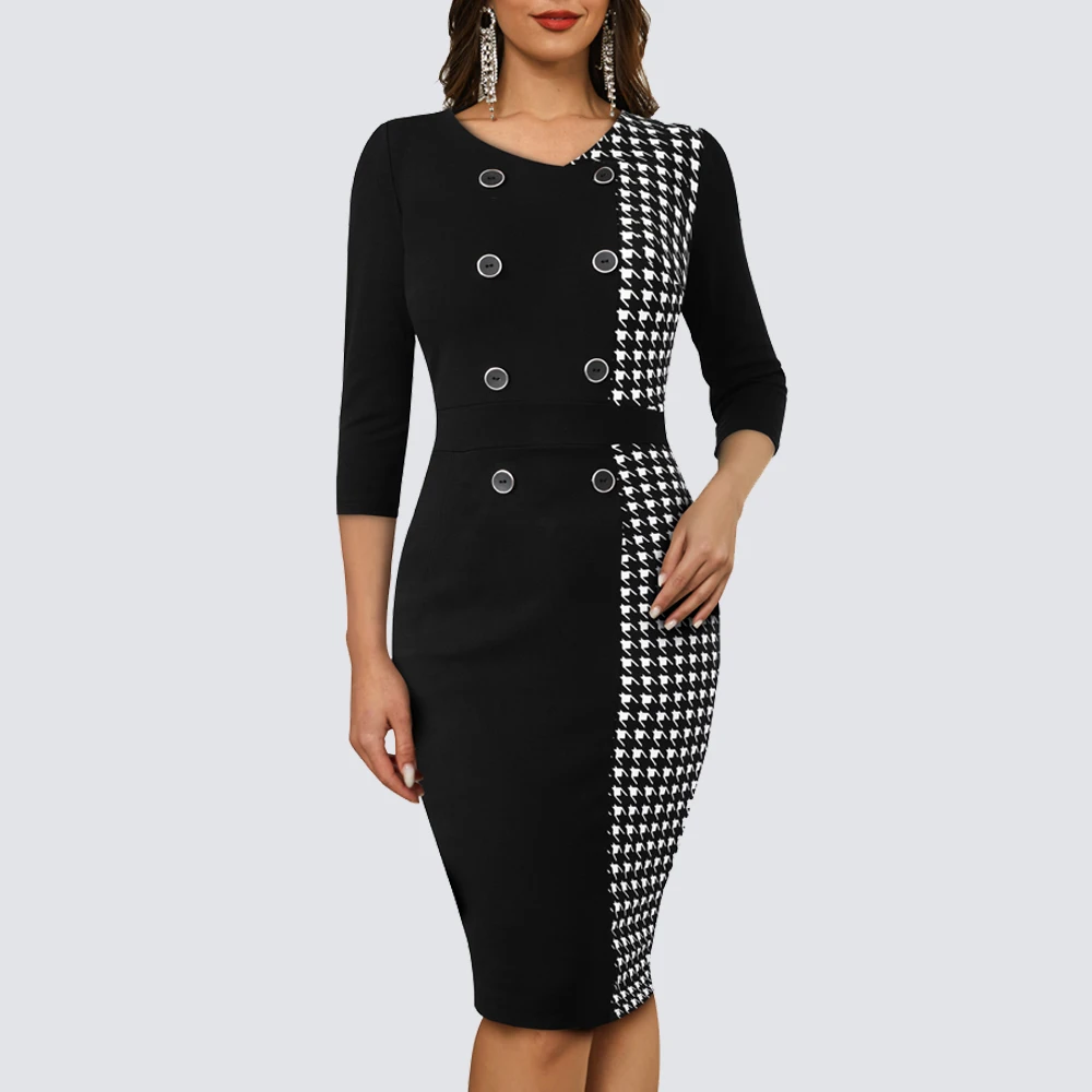 Autumn Women Elegant Patchwork Dresses Formal Office Vintage Bodycon Sheath Dress HB767
Autumn Women Elegant Patchwork Dresses Formal Office Vintage Bodycon Sheath Dress HB767
