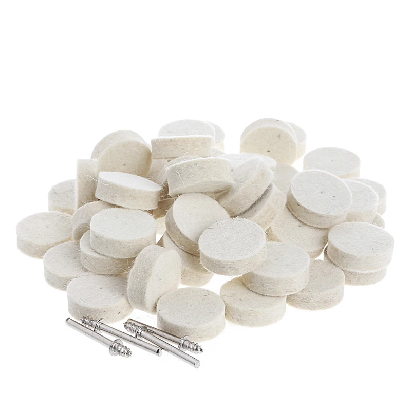 50 Pcs 13mm Wool Felt Polishing Buffing Wheel Grinding Pad + 4Pcs 3.15 mm Shank 
50 Pcs 13mm Wool Felt Polishing Buffing Wheel Grinding Pad + 4Pcs 3.15 mm Shank