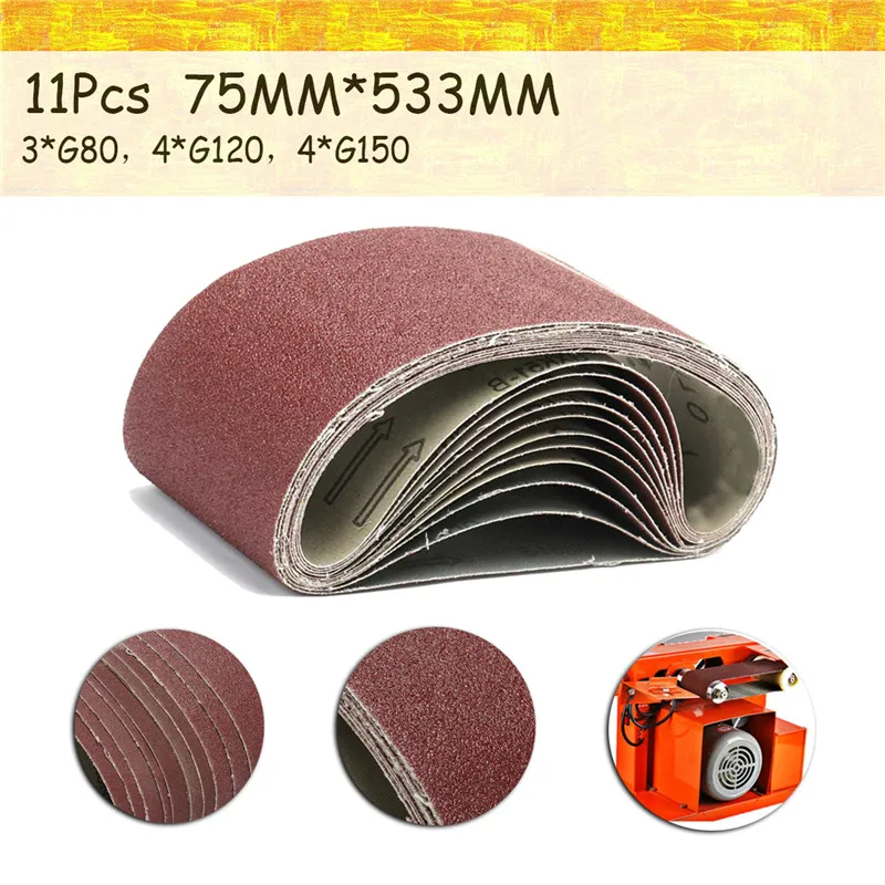 11Pcs Red Zirconia Sanding Belts 75x533mm 80 120 150 Mixed Grit Alumina Sander File Belt Set Abrasive Belt Tools Accessories
11Pcs Red Zirconia Sanding Belts 75x533mm 80 120 150 Mixed Grit Alumina Sander File Belt Set Abrasive Belt Tools Accessories