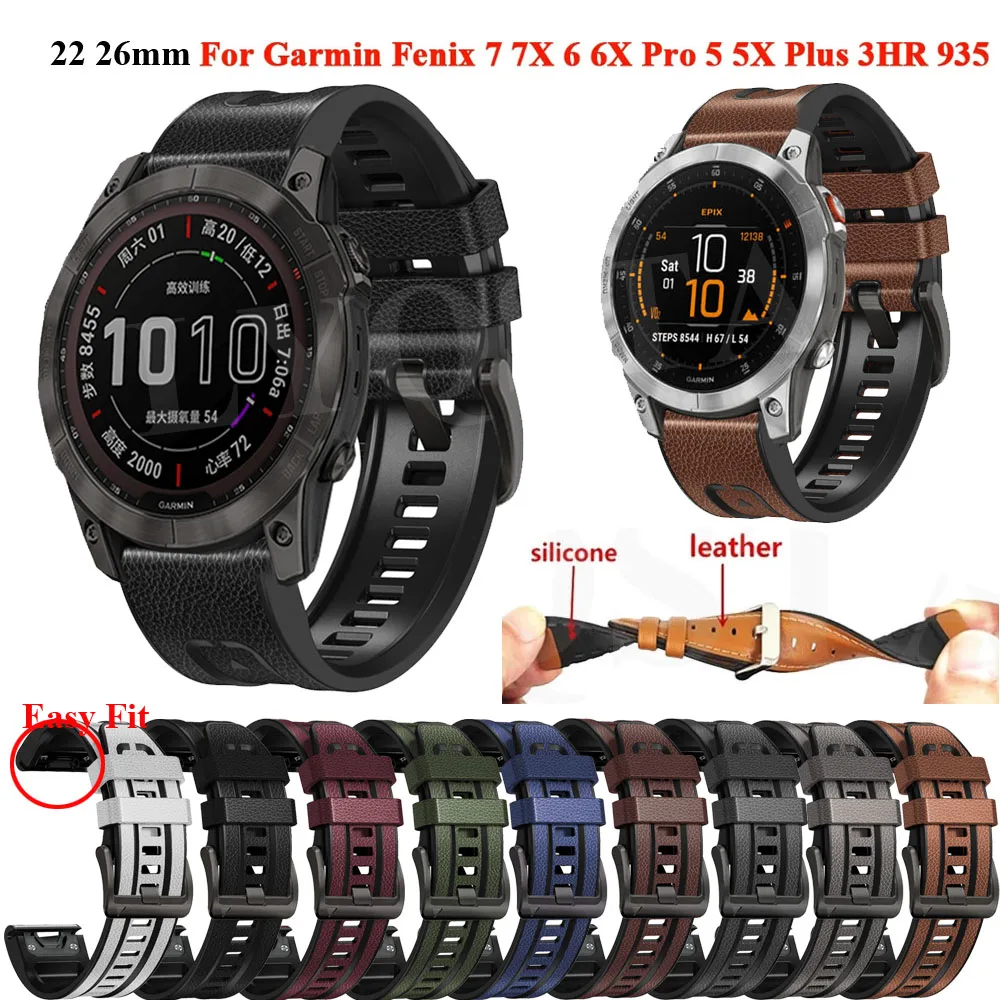 Ремешок силиконовый и кожаный для Garmin Fenix 7 7X 6X 6 Pro 5X 5 Plus Epix 3 3HR 935
Ремешок силиконовый и кожаный для Garmin Fenix 7 7X 6X 6 Pro 5X 5 Plus Epix 3 3HR 935