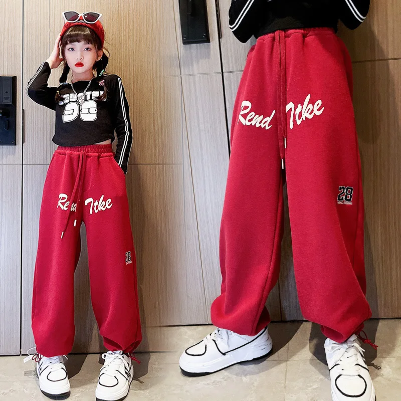 Teenager Girls Wide Leg Pants Spring Fall Red Black Fashion Loose Straight Trousers Kids Baggy Sweatpants 4 6 8 10 12 13 14 Year
Teenager Girls Wide Leg Pants Spring Fall Red Black Fashion Loose Straight Trousers Kids Baggy Sweatpants 4 6 8 10 12 13 14 Year