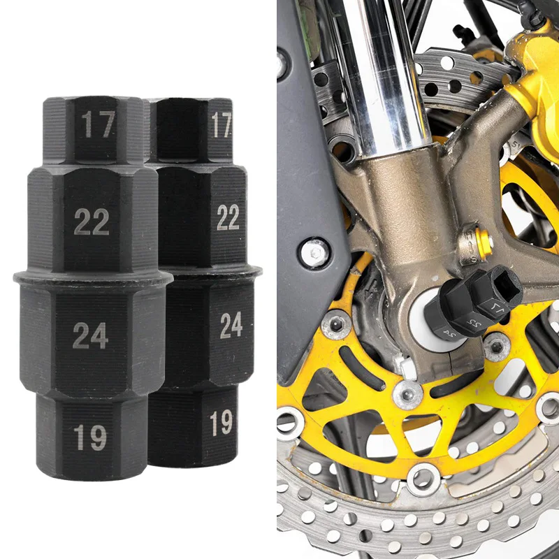 1PC Motorcycle / Bike Front Wheel Spindle Removal Adaptor Tool 17 19 22 24mm Hub Axle Hex Aid 
1PC Motorcycle / Bike Front Wheel Spindle Removal Adaptor Tool 17 19 22 24mm Hub Axle Hex Aid