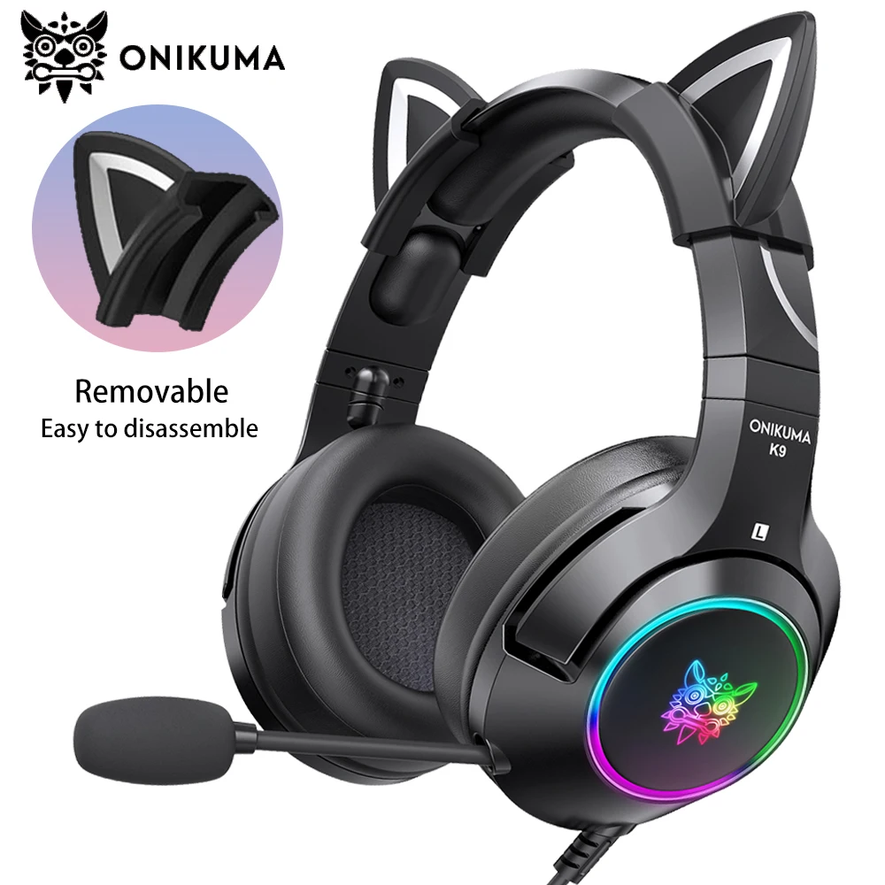 ONIKUMA K9 Black Cat Ear Headphones RGB LED Light Gaming Headset With Mic Over-Ear 7.1 Surround Sound Wired for Tablet PC Gamer
ONIKUMA K9 Black Cat Ear Headphones RGB LED Light Gaming Headset With Mic Over-Ear 7.1 Surround Sound Wired for Tablet PC Gamer