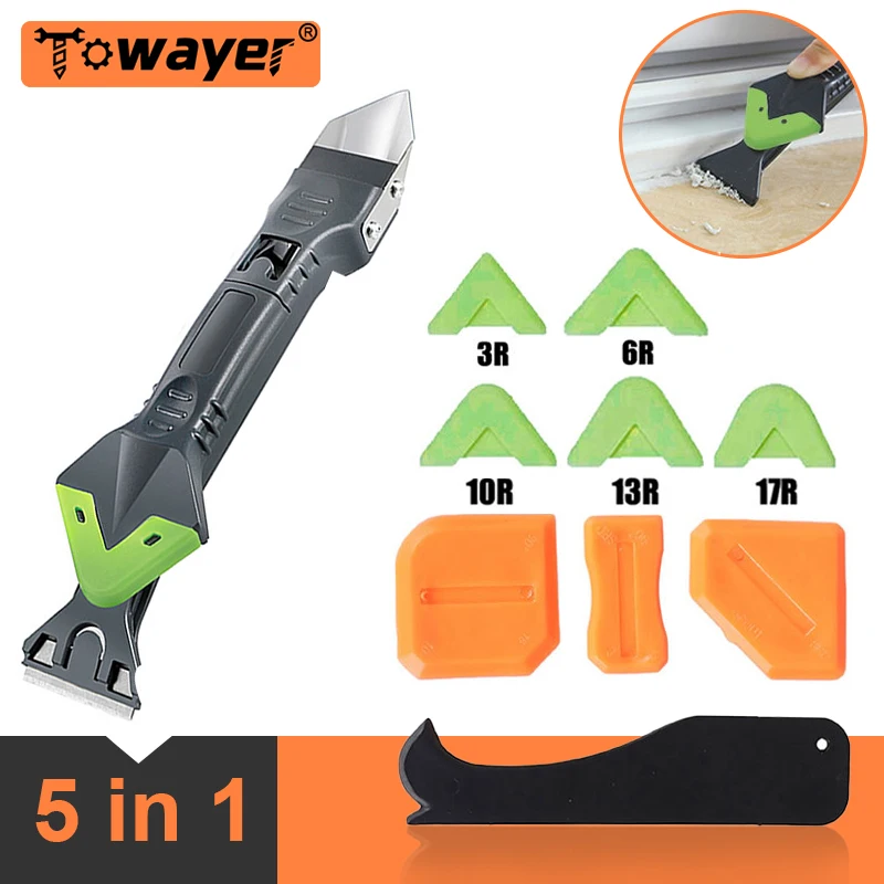 5in1 Silicone Remover Sealant Caulk Finisher Grout Scraper Kit Multifunctional Rubber Shovel Floor Mould Removal Spatula Tool
5in1 Silicone Remover Sealant Caulk Finisher Grout Scraper Kit Multifunctional Rubber Shovel Floor Mould Removal Spatula Tool