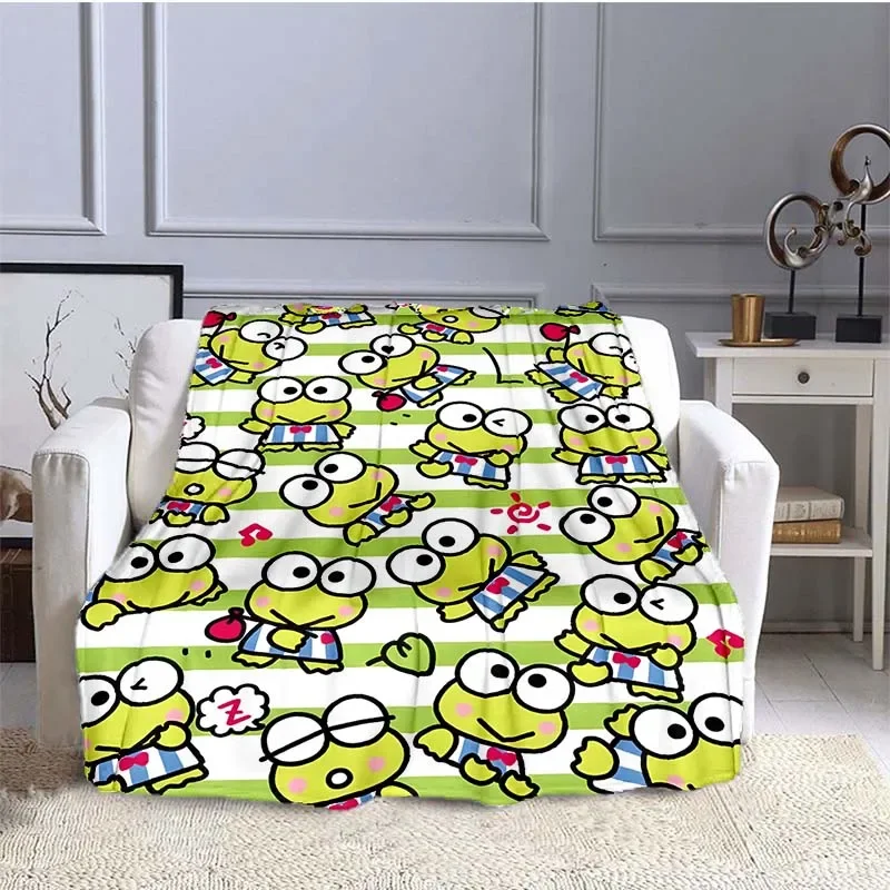 Одеяло Sanrio Keroppi с узором теплый мягкий пушистый плед для дивана и кровати детей