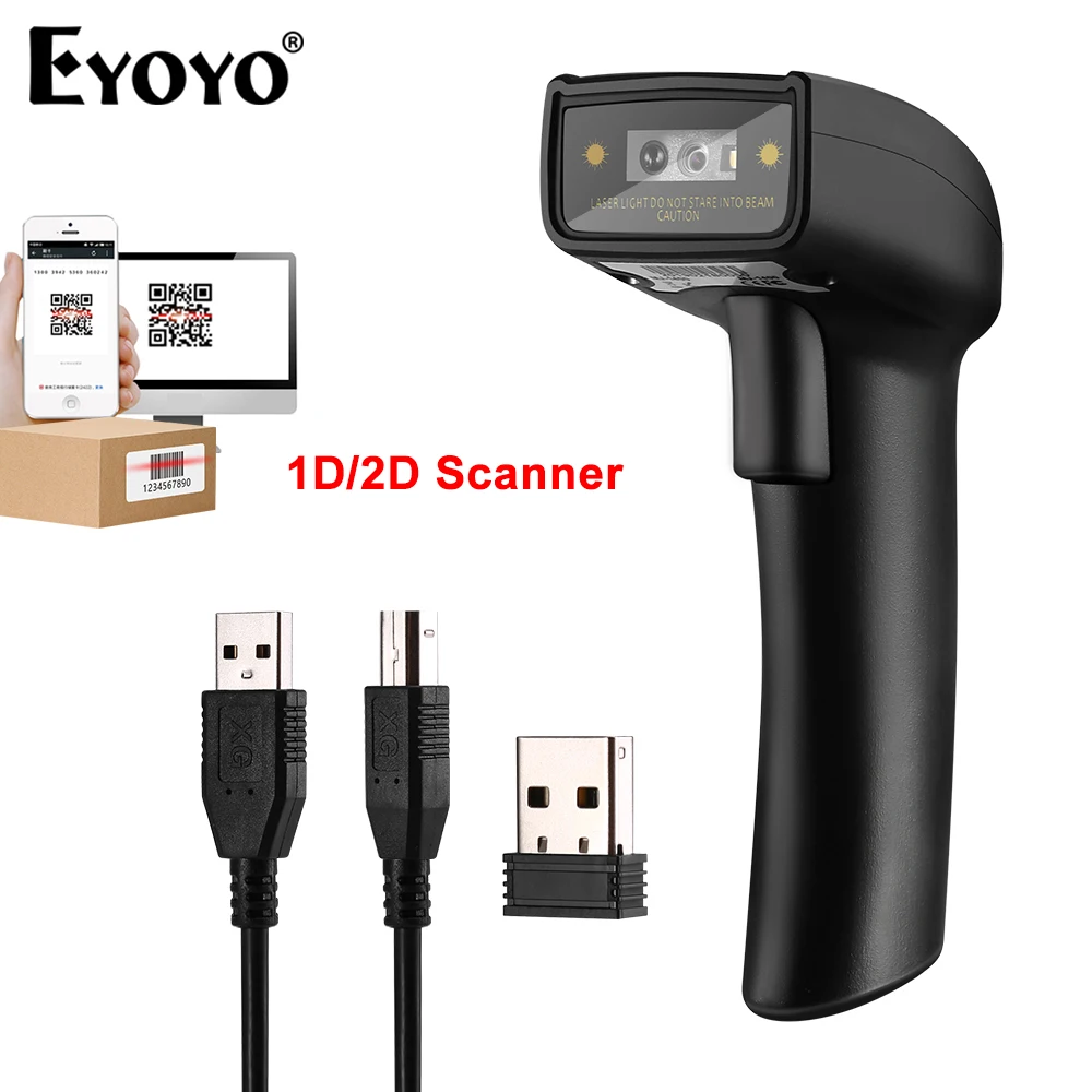

Eyoyo EY-006S 2.4G Wireless 2D QR Barcode Scanner Handheld USB Wired CCD Bar Code Reader PDF417 Data Matrix For Android iOS Win