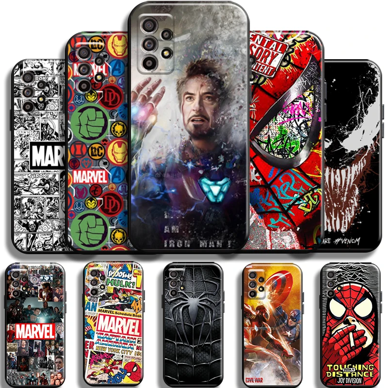 

Marvel Avengers Phone Case For Samsung Galaxy A52 4G A52 5G Carcasa Soft Funda Black Shockproof Liquid Silicon Cases TPU Cover