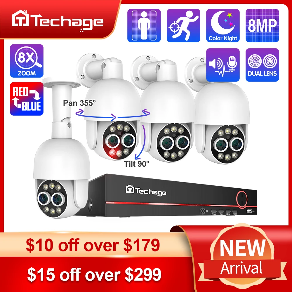 Techage 8MP Dual Lens PTZ POE Camera System H.265 8CH Smart AI 8X Zoom Surveillance Kit Humanoid Auto Tracking Full Color Night
Techage 8MP Dual Lens PTZ POE Camera System H.265 8CH Smart AI 8X Zoom Surveillance Kit Humanoid Auto Tracking Full Color Night