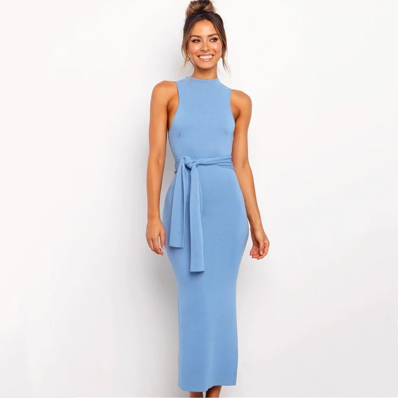 Women's Dress Sexy Temperament Sleeveless Tight Dress 2022 Summer New Black Blue Bodycon Side Split Maxi Pencil Dresses Vestidos
Women's Dress Sexy Temperament Sleeveless Tight Dress 2022 Summer New Black Blue Bodycon Side Split Maxi Pencil Dresses Vestidos