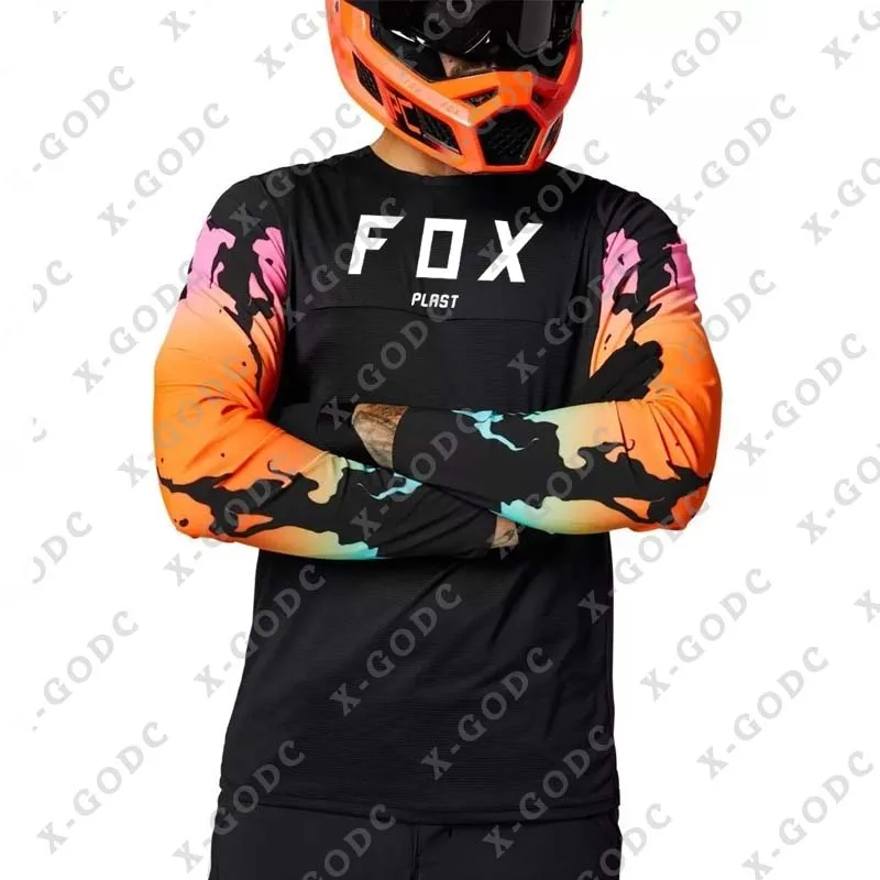 

2023 Motocross Jerseys Foxplast Quick Drying Long Sleeve Motocross Clothing Downhill Mountain Offroad Motorcycle Bike MTB Shirts