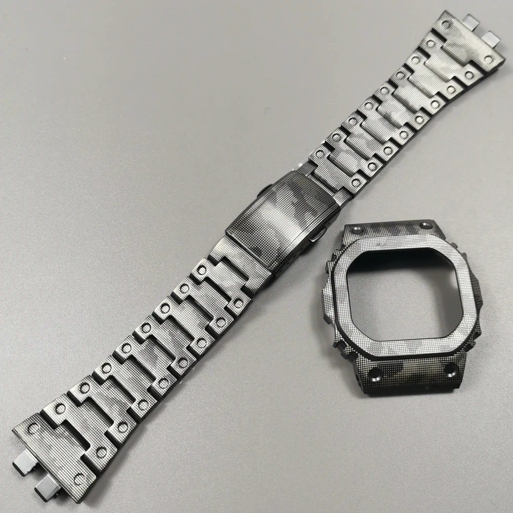 Black Camouflage and Blue Watchband and Bezel For GMW-B5000 316 Stainless Steel Metal Watch Bracelet Cover With Tools 
Black Camouflage and Blue Watchband and Bezel For GMW-B5000 316 Stainless Steel Metal Watch Bracelet Cover With Tools