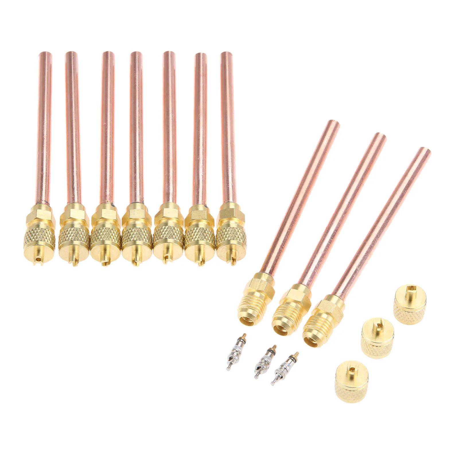 10pcs AC Air Conditioning Refrigeration Service Access Valve+ Core Set 1/4in SAE x 1/4in OD x 4in Stem Tool Accessories
10pcs AC Air Conditioning Refrigeration Service Access Valve+ Core Set 1/4in SAE x 1/4in OD x 4in Stem Tool Accessories