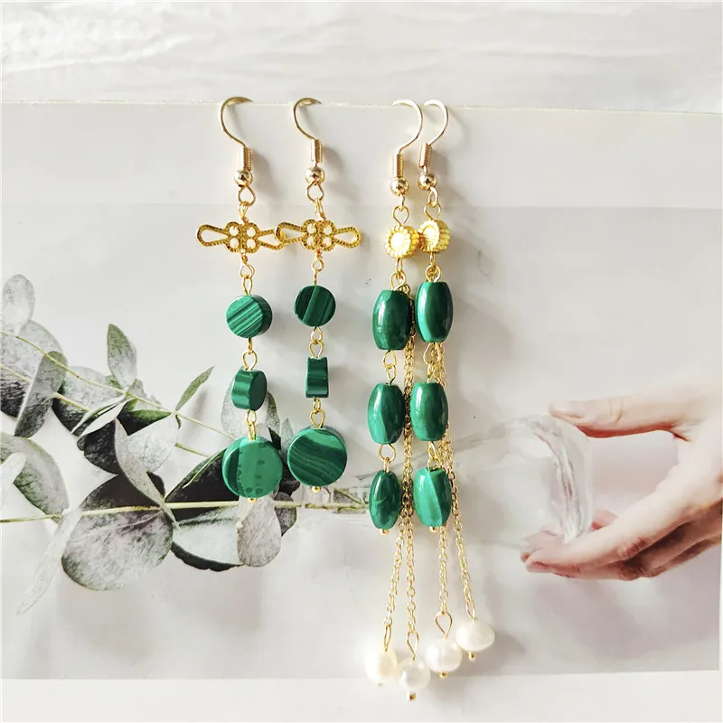 Reiki Healing Mineral Stone Long Tassel Quartz Earrings Natural Malachite Crystal Quartz Dangle Earrings Female
Reiki Healing Mineral Stone Long Tassel Quartz Earrings Natural Malachite Crystal Quartz Dangle Earrings Female