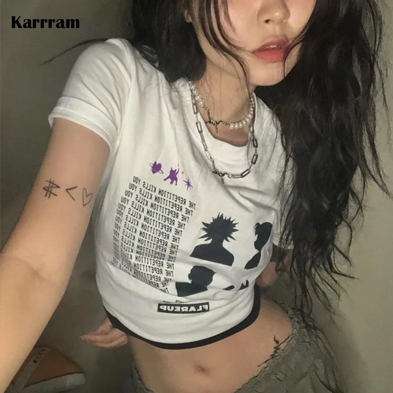 Корейская модная футболка Karrram с надписью в стиле гранж Harajuku, Винтажная футболка с коротким рукавом, Женская шикарная уличная одежда, японск...
Корейская модная футболка Karrram с надписью в стиле гранж Harajuku, Винтажная футболка с коротким рукавом, Женская шикарная уличная одежда, японск...