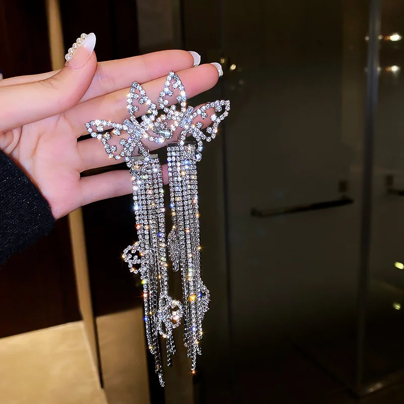 925 silver needle shiny diamond tassel earrings long earrings vibrato net red earrings European and American earrings boho
925 silver needle shiny diamond tassel earrings long earrings vibrato net red earrings European and American earrings boho