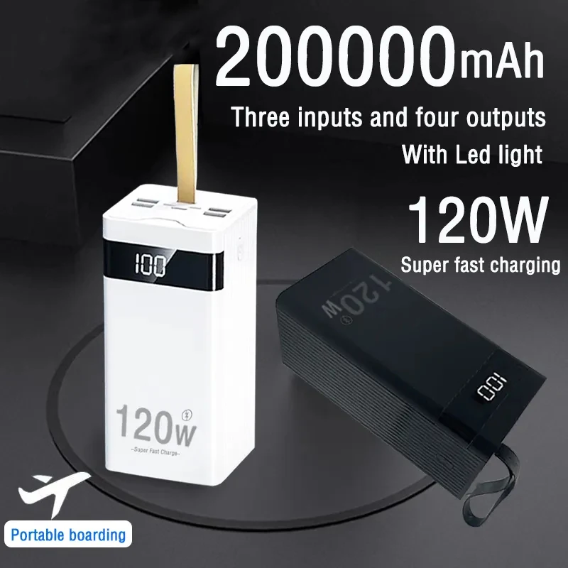 Mobile Power Supply 200Ah, Large Capacity, 120W Ultra Fast Charging Intelligent Digital Display Screen, with LED Free Shipping
Mobile Power Supply 200Ah, Large Capacity, 120W Ultra Fast Charging Intelligent Digital Display Screen, with LED Free Shipping
