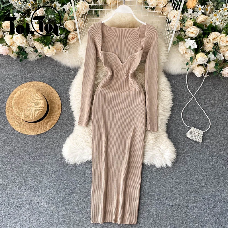 Women Dress Fashion O-neck Slim Waist Knitted Sweater Dress 2022 Autumn Winter Long Dress Casual Vestidos
Women Dress Fashion O-neck Slim Waist Knitted Sweater Dress 2022 Autumn Winter Long Dress Casual Vestidos