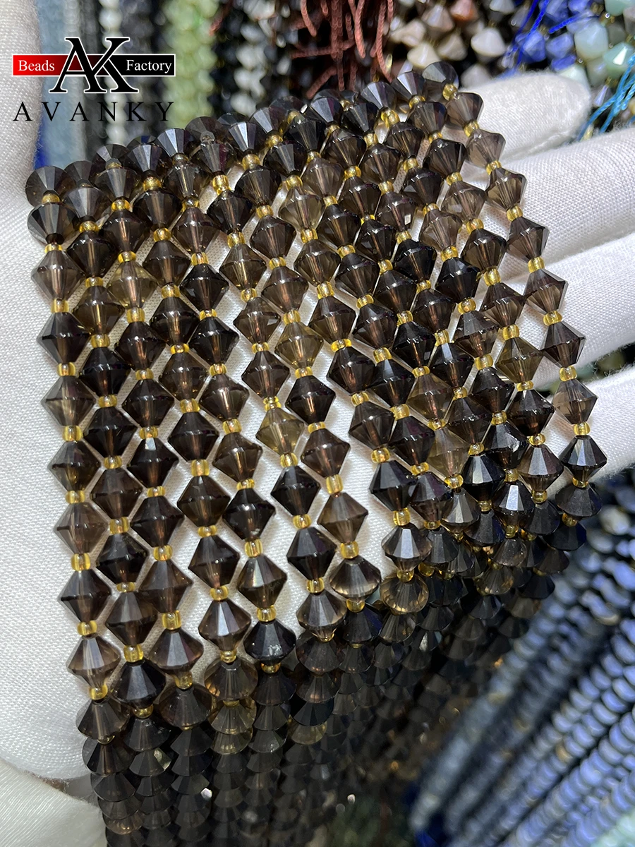 Natural Tea Crystal Stone Smoke Crystal Pyramid Beads Faceted Loose Spacer For Jewelry Making DIY Necklace Bracelet 15'' 8mm
Natural Tea Crystal Stone Smoke Crystal Pyramid Beads Faceted Loose Spacer For Jewelry Making DIY Necklace Bracelet 15'' 8mm