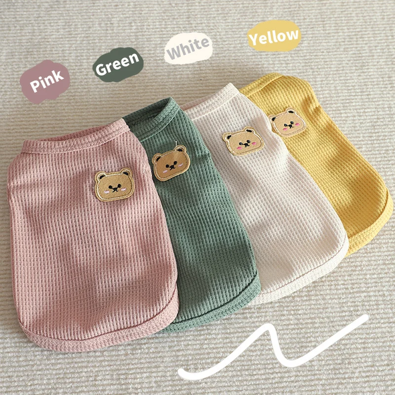 

Spring Summer Waffle Bear Puppy Clothes Vest Puppy Clothes Breathable Thin Style Teddy Bichon Small Medium-sized Dog Clothes