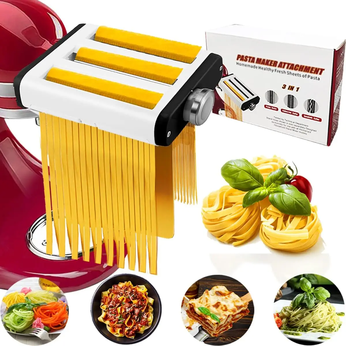 Maker Attachment for All Mixers, Noodle Ravioli Maker Kitchen Aid Mixer Accessories 3 In 1 Including Dough Roller Spaghetti Cut
Maker Attachment for All Mixers, Noodle Ravioli Maker Kitchen Aid Mixer Accessories 3 In 1 Including Dough Roller Spaghetti Cut