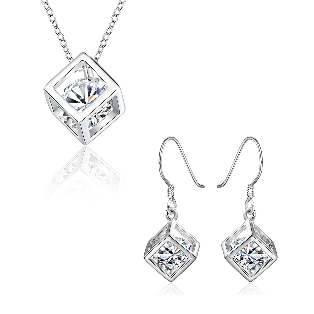 Square Inlay Diamond Necklace Earrings Set Silver Plated Two-piece Set Women Fashion Dress Silver Jewelry Anniversary Gifts Set
Square Inlay Diamond Necklace Earrings Set Silver Plated Two-piece Set Women Fashion Dress Silver Jewelry Anniversary Gifts Set