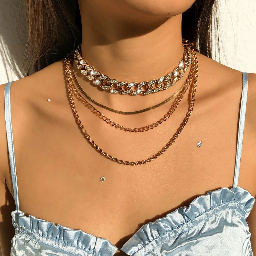 Four-Layer Exaggerated Thick Chain Necklace Women's Metal Nightclub Style Punk Hip-Hop Necklace Diamond Necklace Women Factory
Four-Layer Exaggerated Thick Chain Necklace Women's Metal Nightclub Style Punk Hip-Hop Necklace Diamond Necklace Women Factory