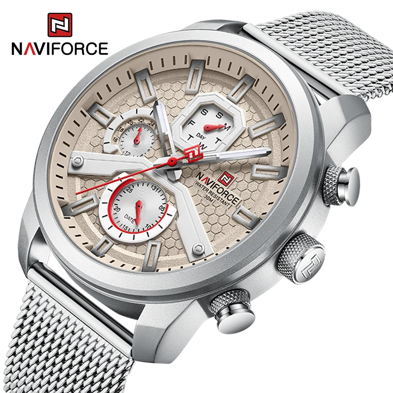 Часы наручные NAVIFORCE Мужские кварцевые, Роскошные водонепроницаемые светящиеся Брендовые спортивные, с отображением даты
Часы наручные NAVIFORCE Мужские кварцевые, Роскошные водонепроницаемые светящиеся Брендовые спортивные, с отображением даты