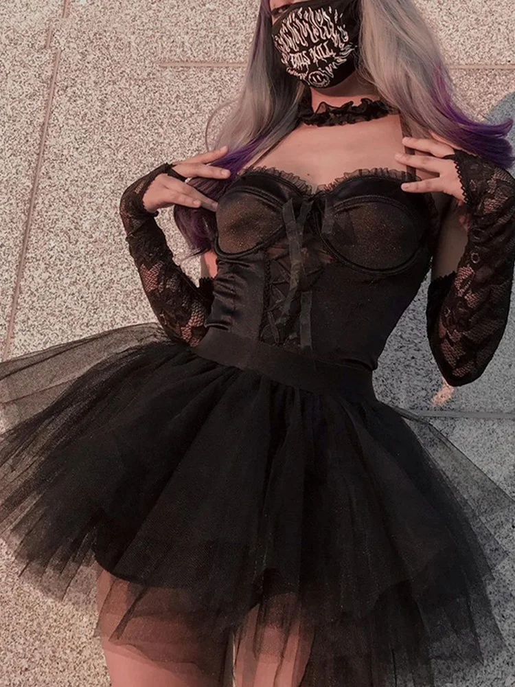 Retro Mall Goth Mesh Black Ball Gown Skirt Women Streetwear Fairy Grunge High Waist Mini Skirt Aesthetic E Girl Lolita Skirt Emo
Retro Mall Goth Mesh Black Ball Gown Skirt Women Streetwear Fairy Grunge High Waist Mini Skirt Aesthetic E Girl Lolita Skirt Emo