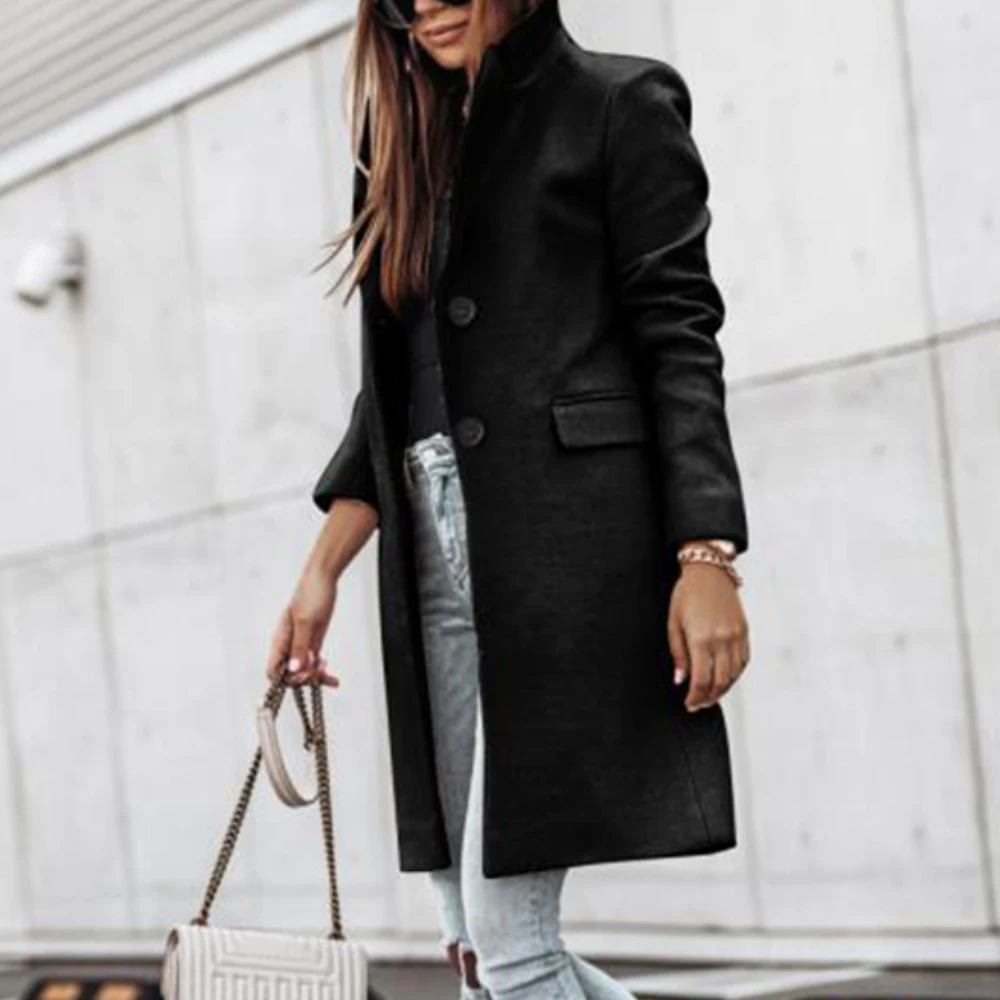 Women Clothes Long Solid Color Woolen Coat Casual Elegant Lapel Collar Harajuku Autumn Winter Clothing Outerwear Overcoat
Women Clothes Long Solid Color Woolen Coat Casual Elegant Lapel Collar Harajuku Autumn Winter Clothing Outerwear Overcoat