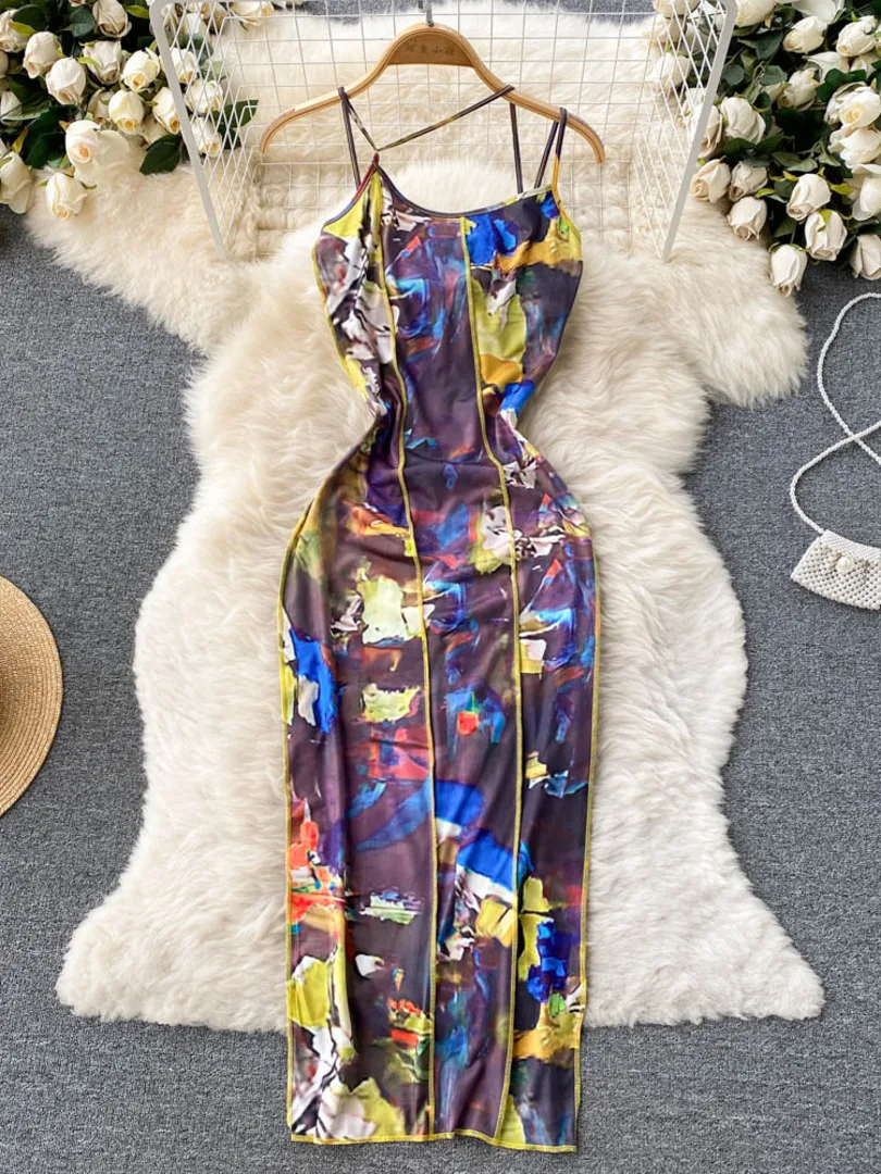Summer Elegant Women Dress Sexy Spaghetti Strap Sleeveless Backless Midi Party Dress Floral Print Slim Fit Bodycon Club Vestidos
Summer Elegant Women Dress Sexy Spaghetti Strap Sleeveless Backless Midi Party Dress Floral Print Slim Fit Bodycon Club Vestidos