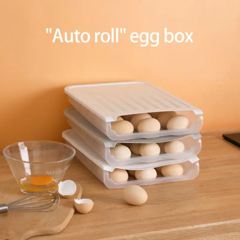 Hot Selling Automatic Rolling Egg Storage Rack 3 Rows of 18 Eggs Plastic Transparent Tray with Cover Refrigerator Egg Organizer
Hot Selling Automatic Rolling Egg Storage Rack 3 Rows of 18 Eggs Plastic Transparent Tray with Cover Refrigerator Egg Organizer