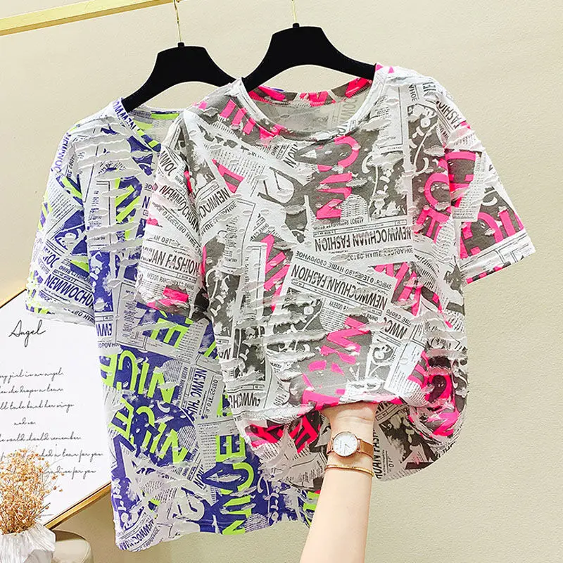 Large Size Women's Cotton Short-sleeved T-shirt Women's 2022 Summer Women Loose Graffiti Top
Large Size Women's Cotton Short-sleeved T-shirt Women's 2022 Summer Women Loose Graffiti Top