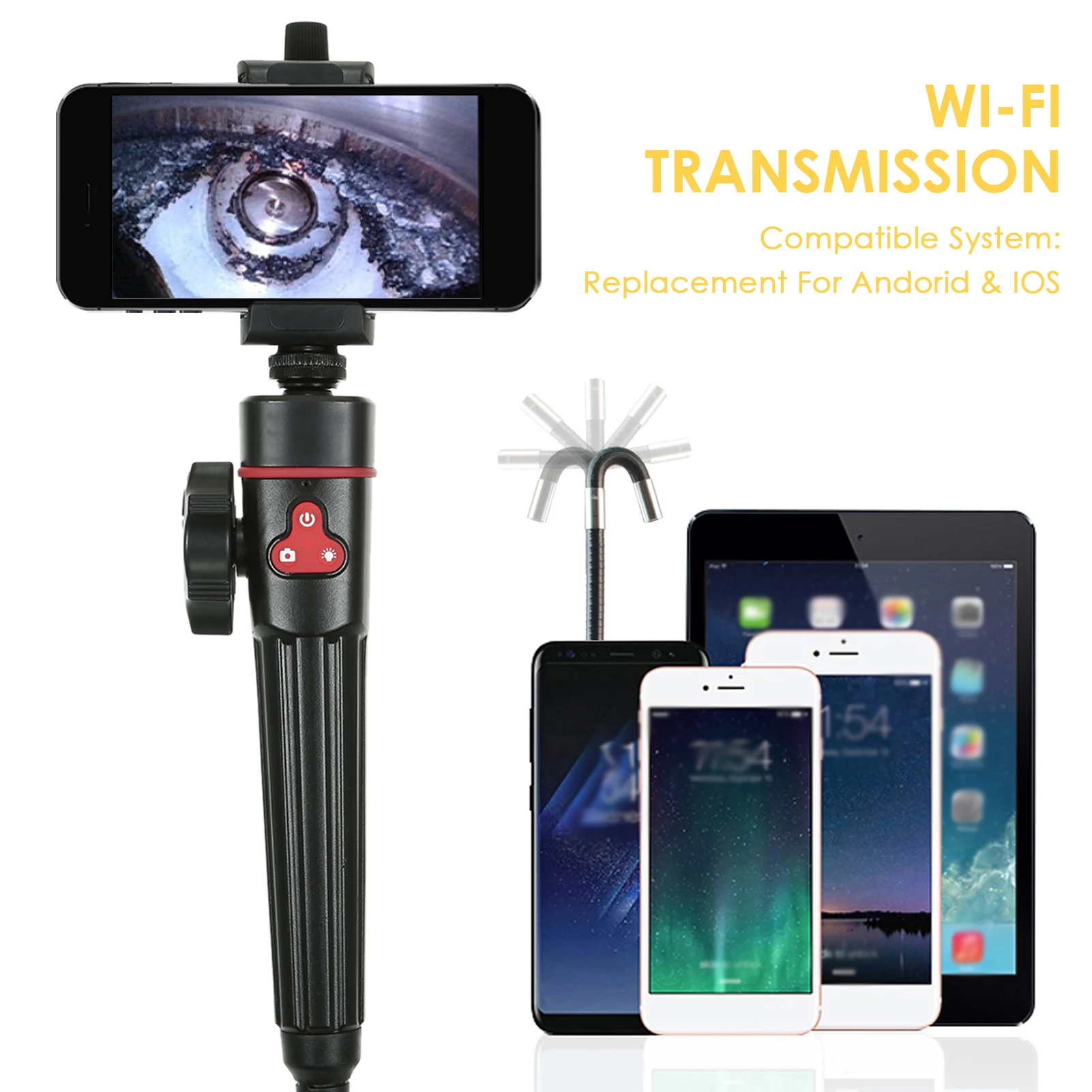 8.0mm 2-Way 180° Steering Angle Industrial Endoscope Wi-Fi Transmission 2.0 Million Pixel Borescope Built-in 8 Leds IP67
8.0mm 2-Way 180° Steering Angle Industrial Endoscope Wi-Fi Transmission 2.0 Million Pixel Borescope Built-in 8 Leds IP67