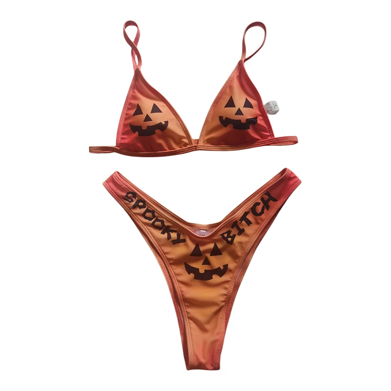 Women Two Piece Bikinis Set Swimsuit Funny Pumpkin Print Push Up Padded Bikini Bra with Briefs Bathing Suit
Women Two Piece Bikinis Set Swimsuit Funny Pumpkin Print Push Up Padded Bikini Bra with Briefs Bathing Suit