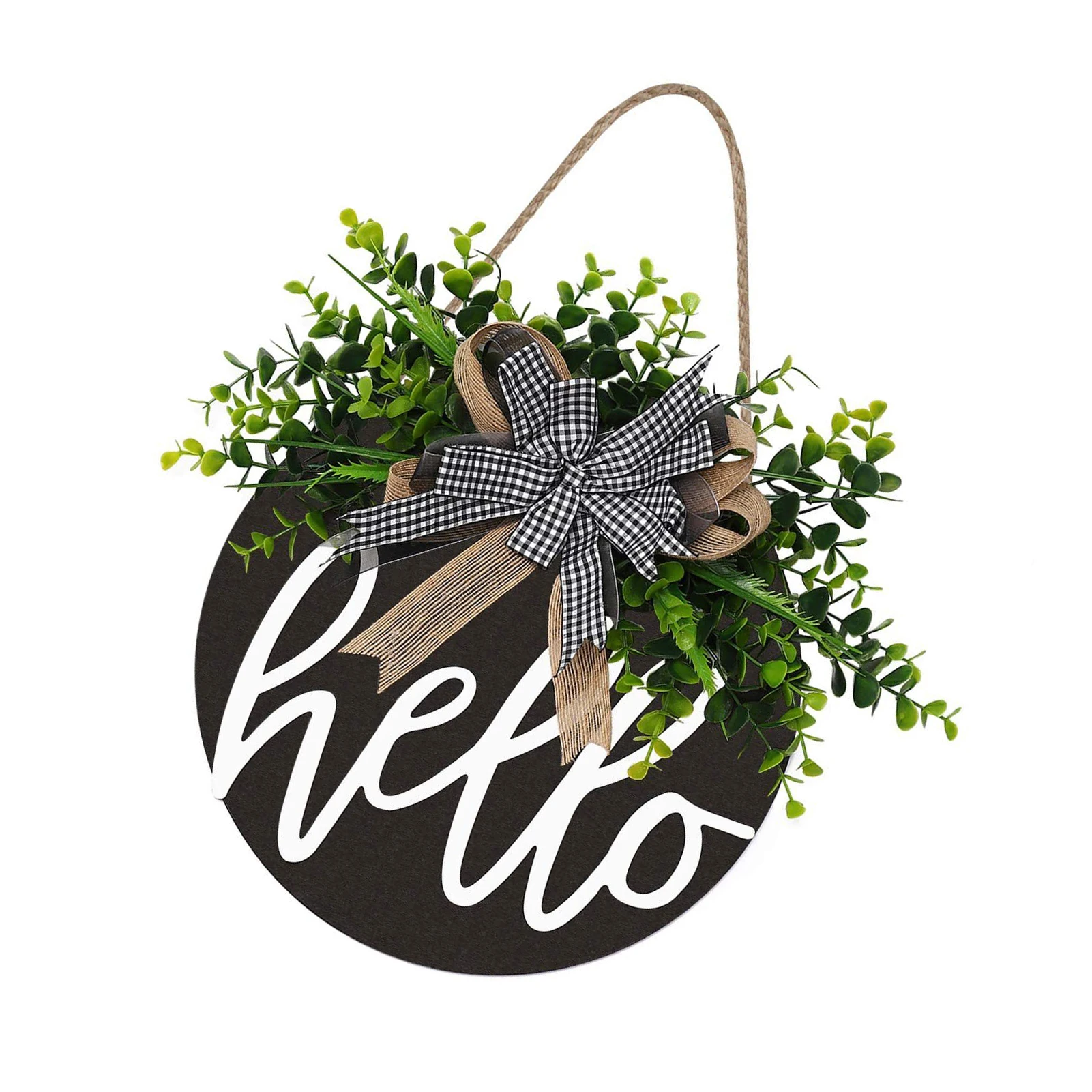 Wooden Front Door Sign Wooden Round Doors Decors With Burlap Cord 3D Wall Decors With Artificial Leaves
Wooden Front Door Sign Wooden Round Doors Decors With Burlap Cord 3D Wall Decors With Artificial Leaves