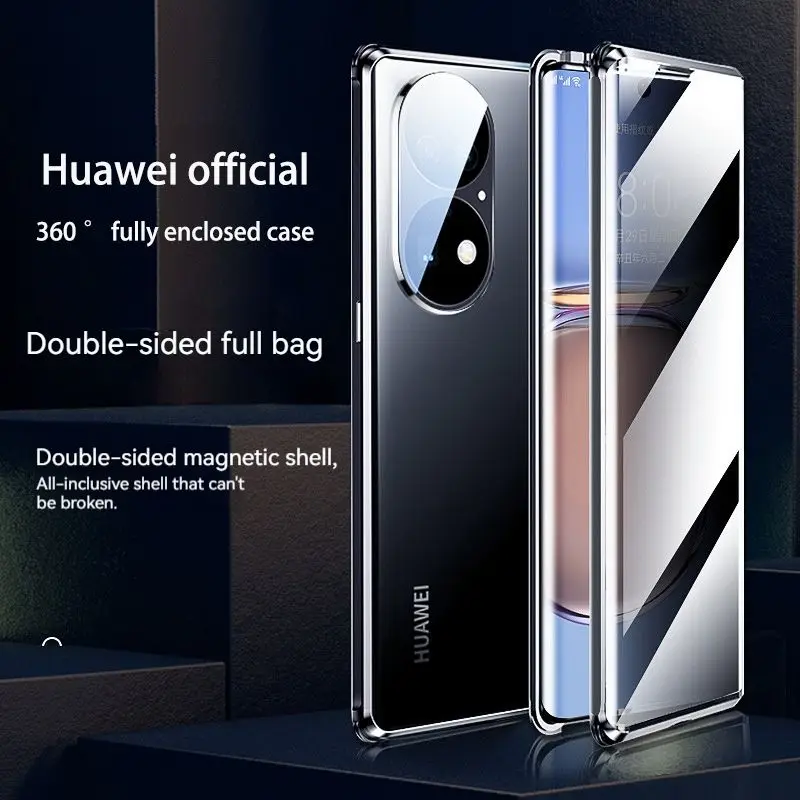 

For Huawei P50 P40 honor 80 70 60 pro Case 360 Full Protect Magnetic HD glass Camera Lens Protection Double Sided Glass Cover