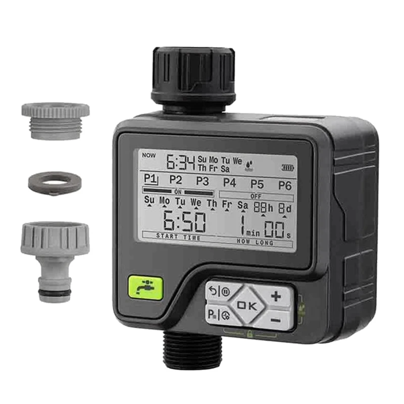 Automatic LCD Display Watering Timer Garden Irrigation Controller With Rain Sensor 6 Separate Water Timer Programs
Automatic LCD Display Watering Timer Garden Irrigation Controller With Rain Sensor 6 Separate Water Timer Programs