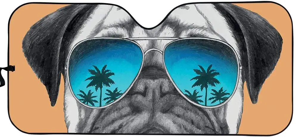 FKELYI Windshield Sun Shade Front Window Sunshade for Car Cute Cartoon Pug Dog with Sunglasses Print Funny Sun Visor Summer
FKELYI Windshield Sun Shade Front Window Sunshade for Car Cute Cartoon Pug Dog with Sunglasses Print Funny Sun Visor Summer