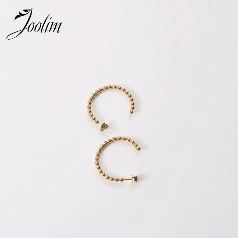 Joolim High End PVD Plated Waterproof Small Round Ball Large C-shaped Hoop Earring Stainless Steel Jewelry Wholesale
Joolim High End PVD Plated Waterproof Small Round Ball Large C-shaped Hoop Earring Stainless Steel Jewelry Wholesale