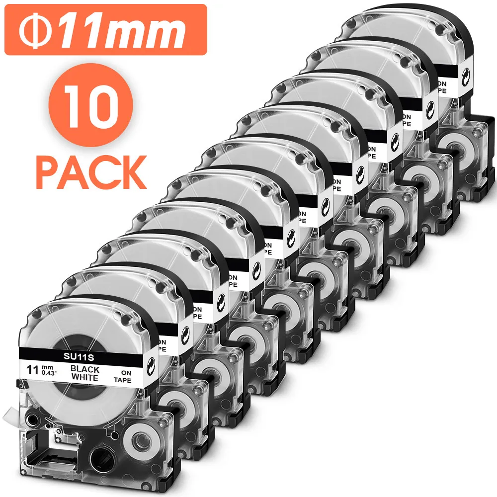 10pcs Diameter Φ11mm Heat Shrink Tubes Compatible for Epson SU11S LK-6WBA11 Black on White for Epson L-300 LW-400 LW-500 Printer
10pcs Diameter Φ11mm Heat Shrink Tubes Compatible for Epson SU11S LK-6WBA11 Black on White for Epson L-300 LW-400 LW-500 Printer