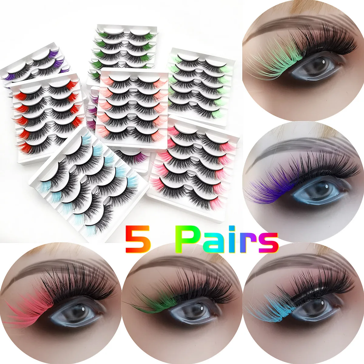 5 Pairs/set Mix Colorful Eyelashes Set Pink Purple Red Blue Green 3D Mixed Colored Faux Mink Lashes Rainbow Cilias Wholesale
5 Pairs/set Mix Colorful Eyelashes Set Pink Purple Red Blue Green 3D Mixed Colored Faux Mink Lashes Rainbow Cilias Wholesale
