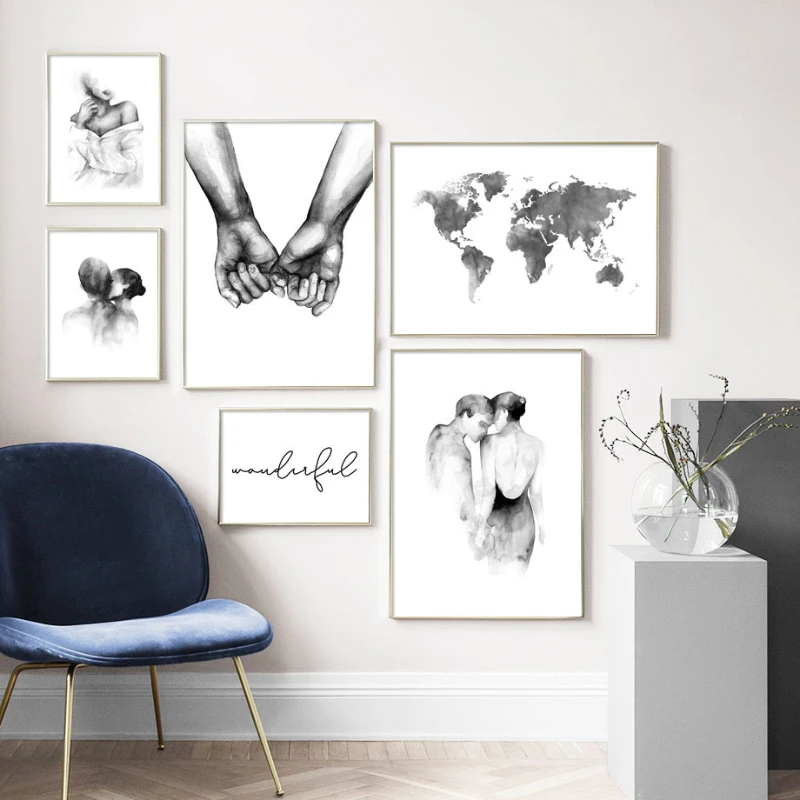 Black and White Couple Hand-painted Map Poster Sofa Home Decoration Living Room Bedroom Dining Frameless Painting Core
Black and White Couple Hand-painted Map Poster Sofa Home Decoration Living Room Bedroom Dining Frameless Painting Core