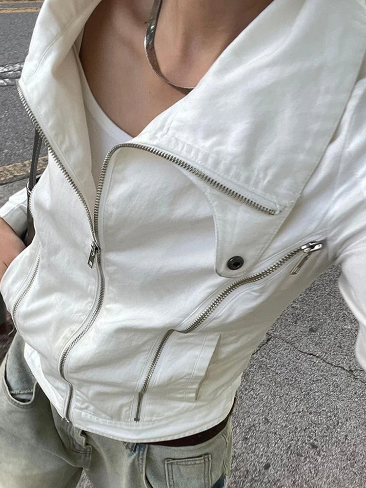 Street Style Zipper Fashion White Bomber Jackets Women Zip Up Turn Down Collar Long Sleeve Black Outwear Korean Fashion
Street Style Zipper Fashion White Bomber Jackets Women Zip Up Turn Down Collar Long Sleeve Black Outwear Korean Fashion