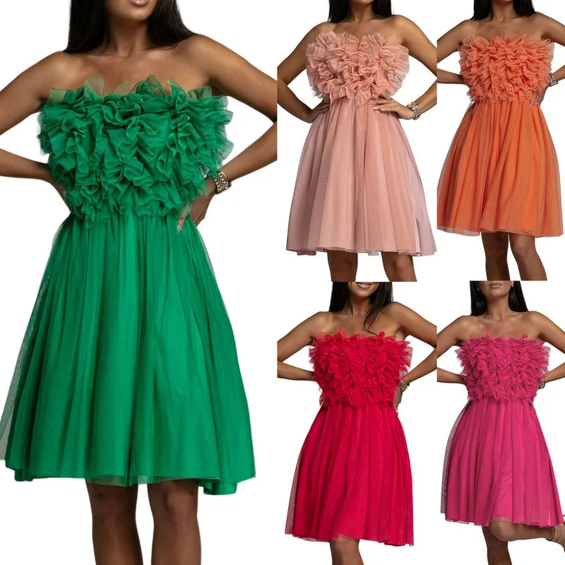 Women Wrap Chest Dress Sleeveless Off Shoulder Pleated Summer Party Casual Street High Waist Midi Dresses for Weddings Woman
Women Wrap Chest Dress Sleeveless Off Shoulder Pleated Summer Party Casual Street High Waist Midi Dresses for Weddings Woman