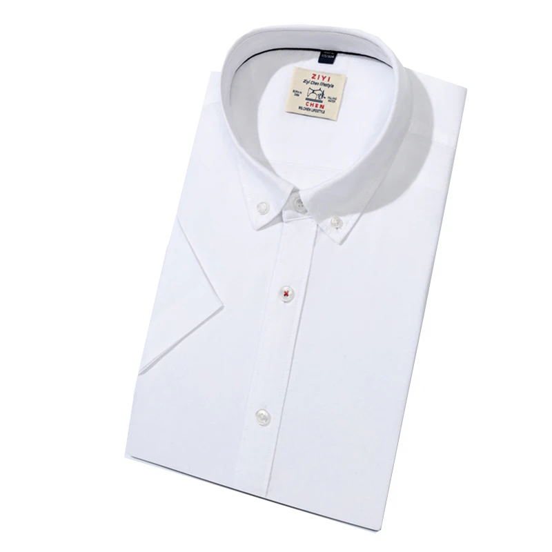 

AOLIWEN Luxury 100% Cotton Oxford Comfortable Solid Color Short Sleeve Man Shirts High Quality Casual Colthes