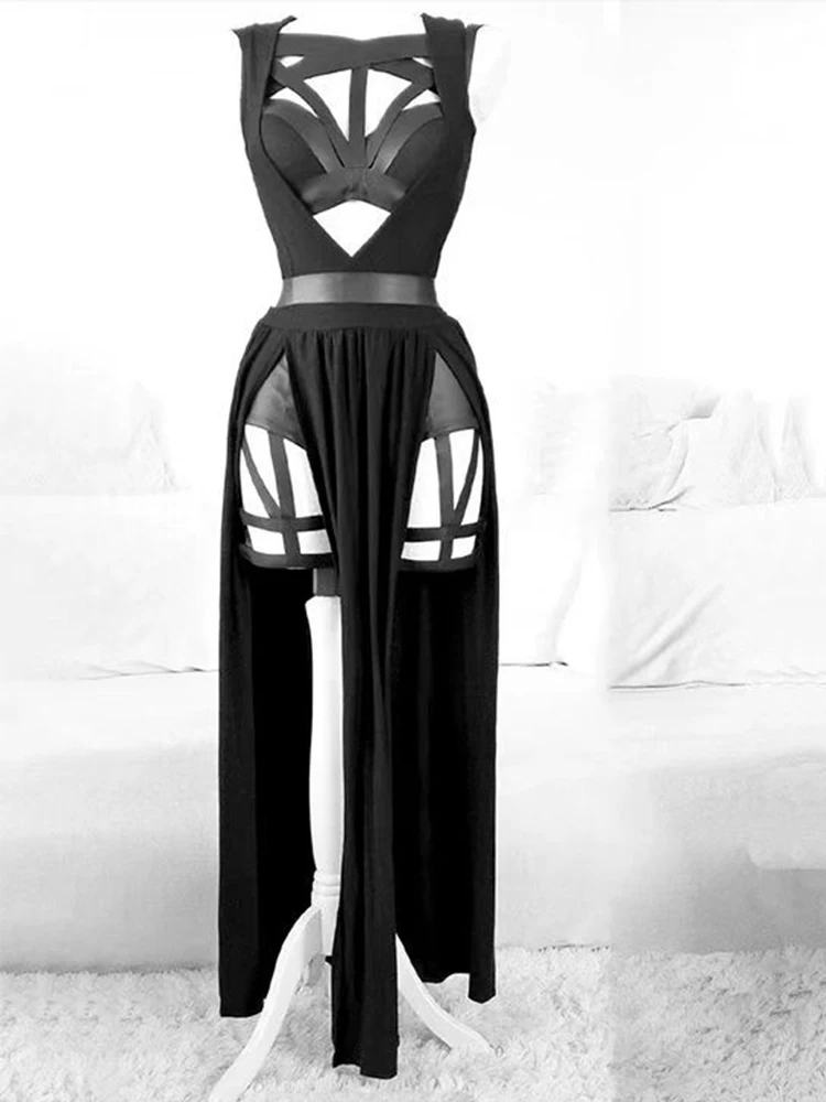 Gothic Club Sexy Summer Skirt Set Women Sleeveless Black Corset Crop Top Bandage Underpants Mesh Split Skirt 3pcs Sets
Gothic Club Sexy Summer Skirt Set Women Sleeveless Black Corset Crop Top Bandage Underpants Mesh Split Skirt 3pcs Sets