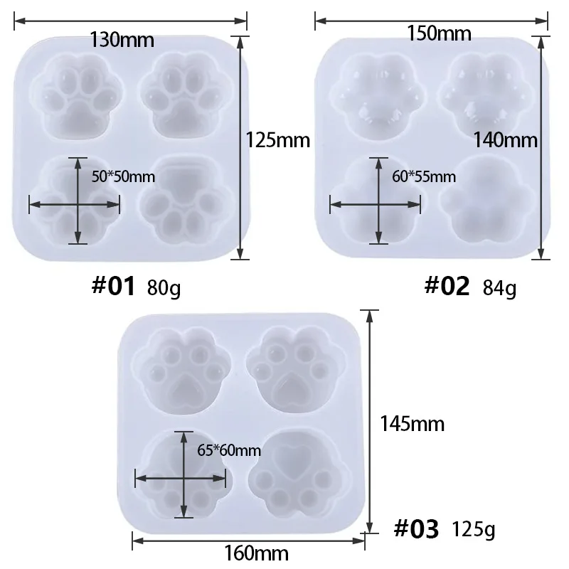 Силиконовая форма в виде кошачьей лапы (4 полости) собаки Прозрачная животного