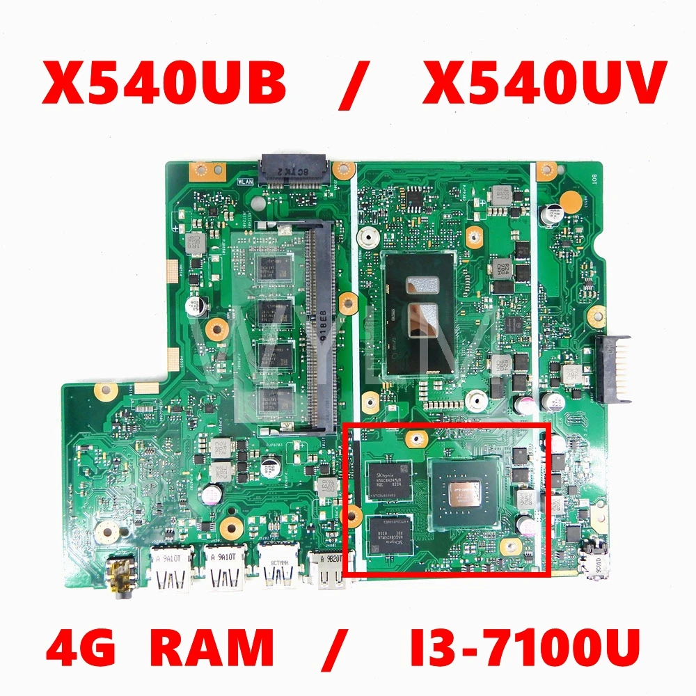 

X540UB 4GB RAM i3-7100 CPU Mainboard For ASUS X540UBR X540UB X540UV X540U X540 laptop Motherboard Tested