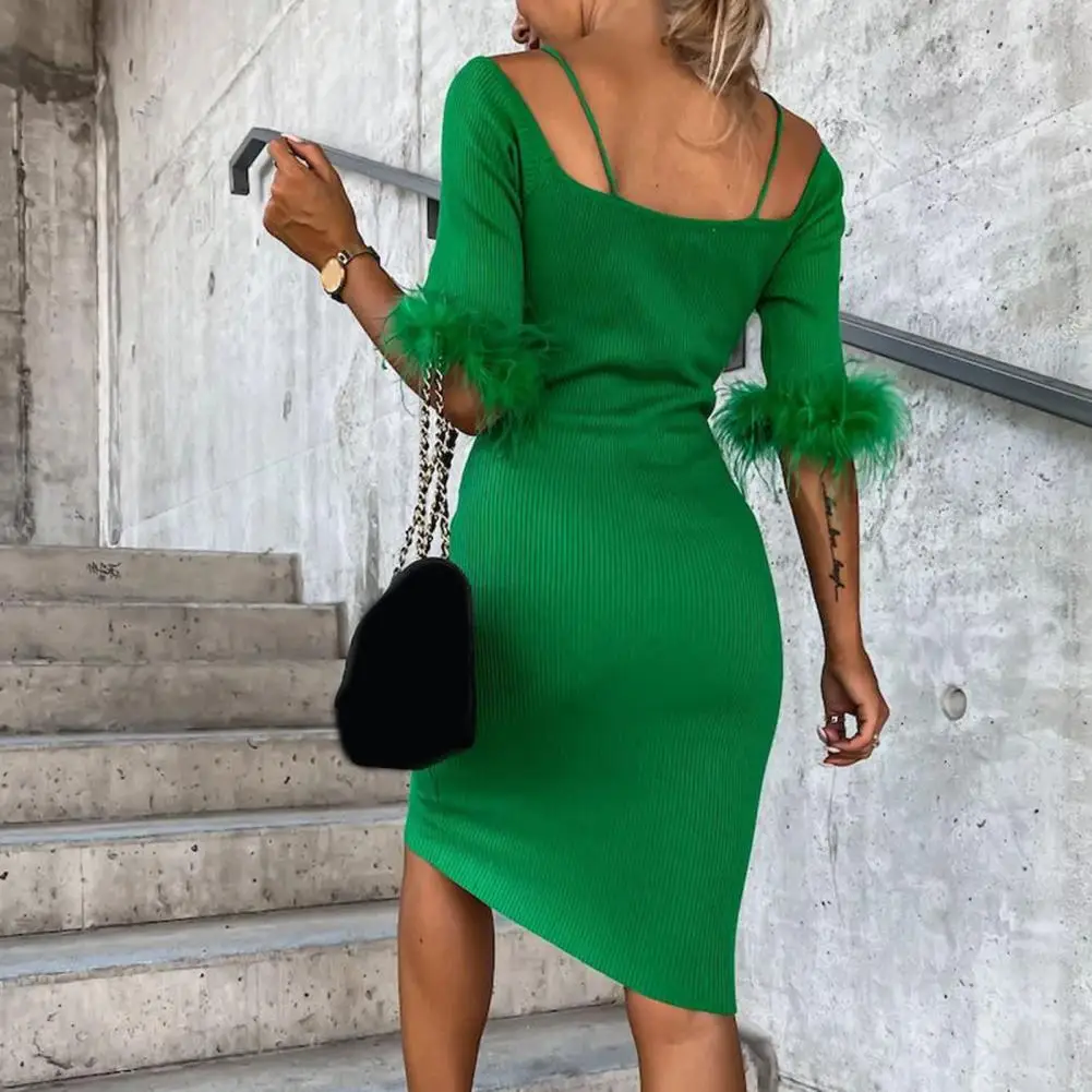 Stylish Pencil Dress Thick Women Dress Halter Sexy Elegant Off Shoulder Sweater Midi Dress Coldproof
Stylish Pencil Dress Thick Women Dress Halter Sexy Elegant Off Shoulder Sweater Midi Dress Coldproof